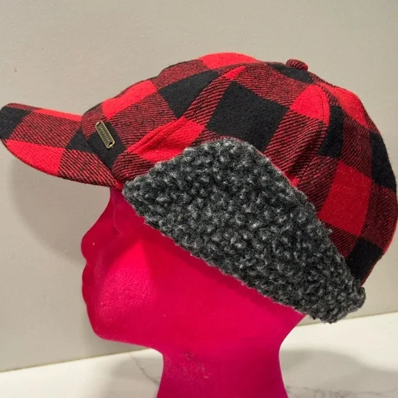 Crowncap- Red and Black Buffalo Plaid Cap with Earflaps - Picture 4 of 8